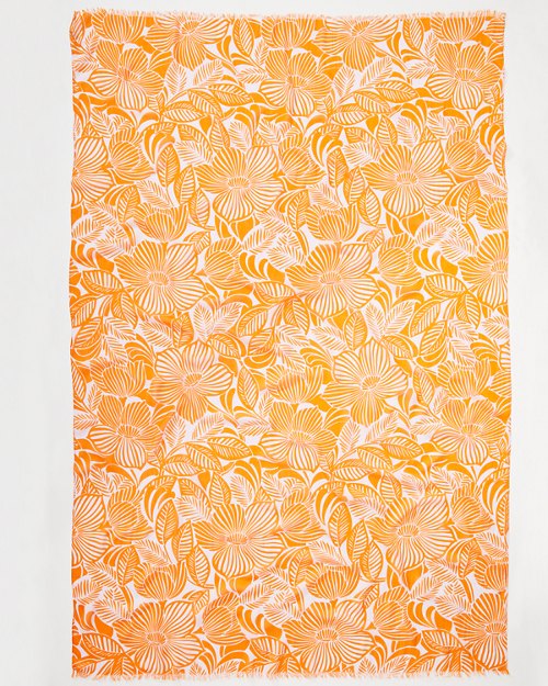 Wood Cut Floral Pareo Wrap