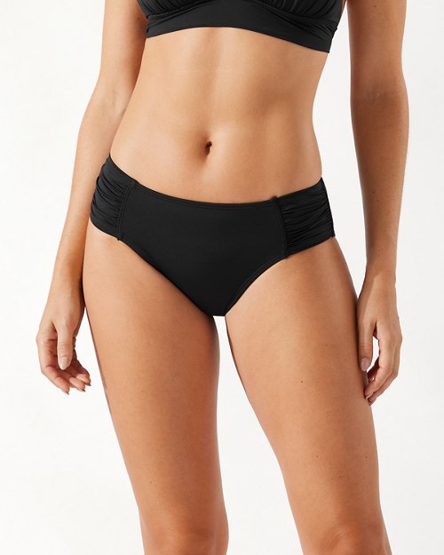 Pearl High-Waist Side-Shirred Bikini Bottoms