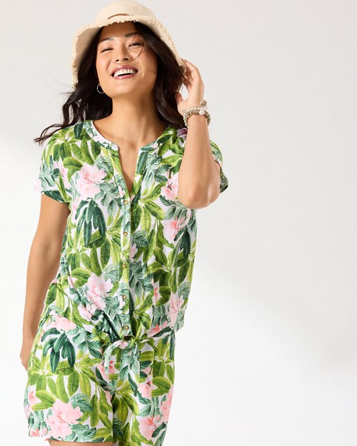 Linnea Summersweet Linen Tie-Front Camp Shirt