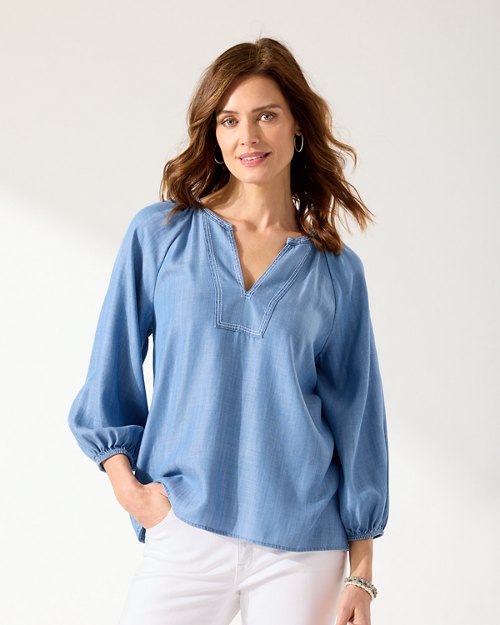 Chambray All Day -Sleeve Top
