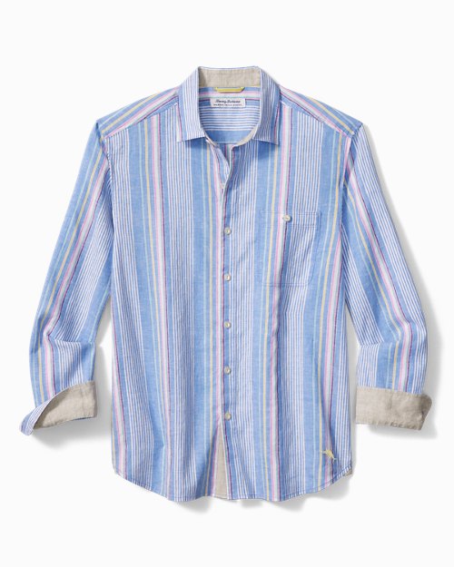 Big and Tall Barbados Breeze Tidal Stripe Stretch-Linen Shirt