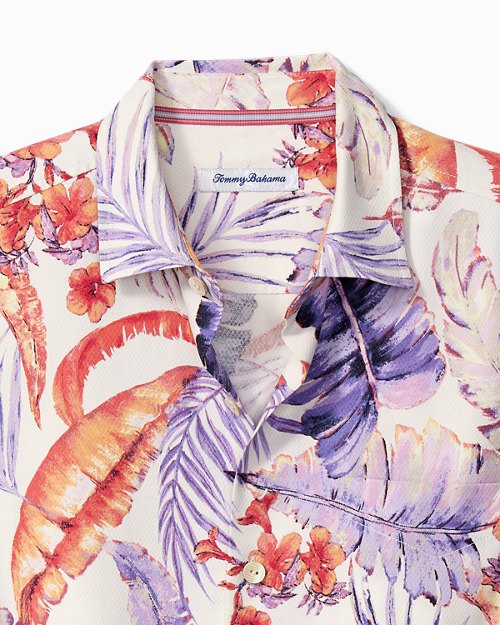 Big and Tall Summer Street Fronds Silk Camp Shirt