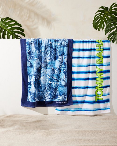 Shells Yeah and Blurred Waves Beach Towels - Set of 2