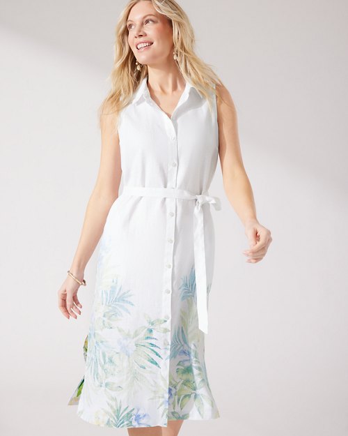 Two Palms Tropical Retreat Linen Shirt Dress