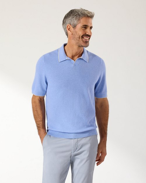 Long Point Short-Sleeve Knit Polo