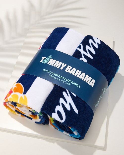 Pineapple Cabana and Umbrella Party Beach Towels - Set of 2