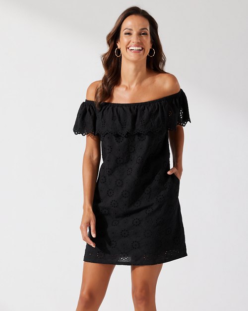 Harbour Eyelet Off-the-Shoulder Dress