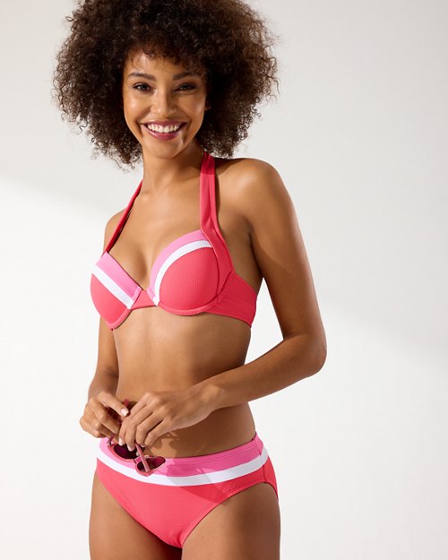 Island Cays Colorblock Underwire Halter Bikini Top