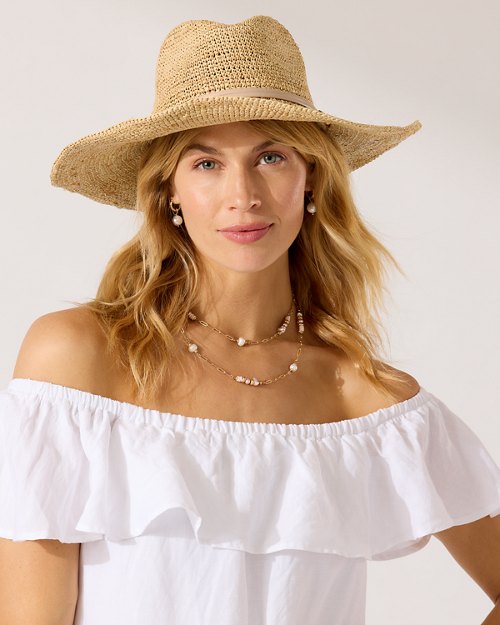 Raffia Crochet Continental Hat