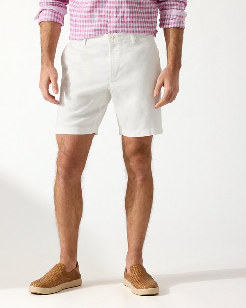 Beach Coast Linen-Blend Flat-Front 8-Inch Shorts