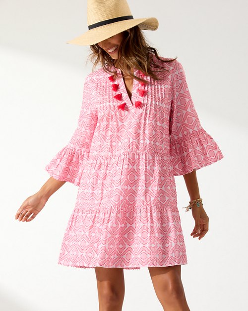 Diamond Clip Jacquard Tier Dress