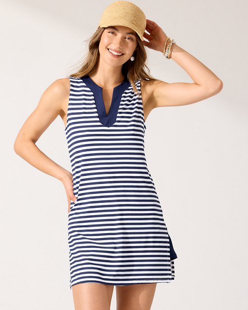 Breaker Bay Stripe Split-Neck Romper