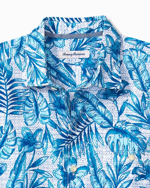 Big and Tall Tortola Batik Blues Camp Shirt