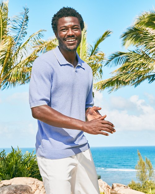 Long Point Short-Sleeve Knit Polo