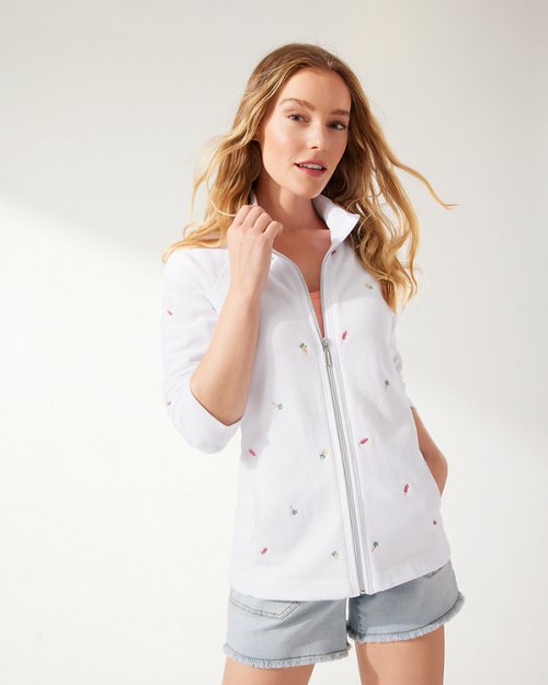 Aruba Tropical Toss Embroidered Full-Zip Sweatshirt