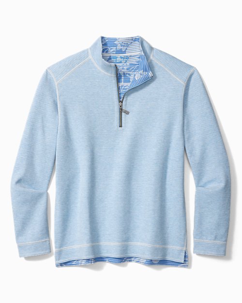 Big and Tall Costa Flora Reversible Half-Zip Sweatshirt