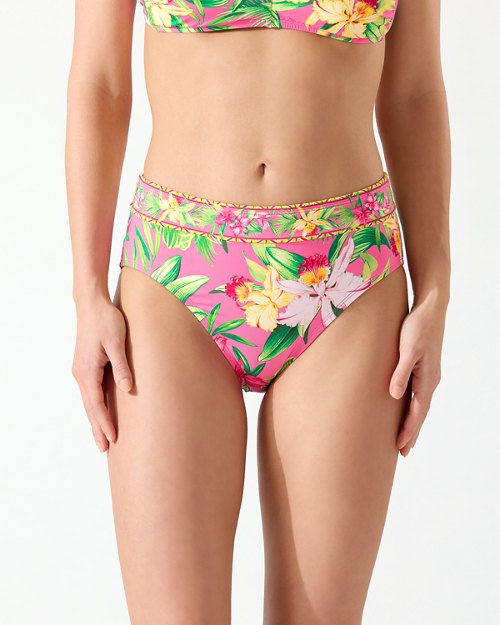 Orchid Garden High-Waist Bikini Bottoms