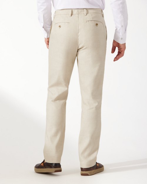 Lahaina Bay Linen-Blend Flat-Front Pants
