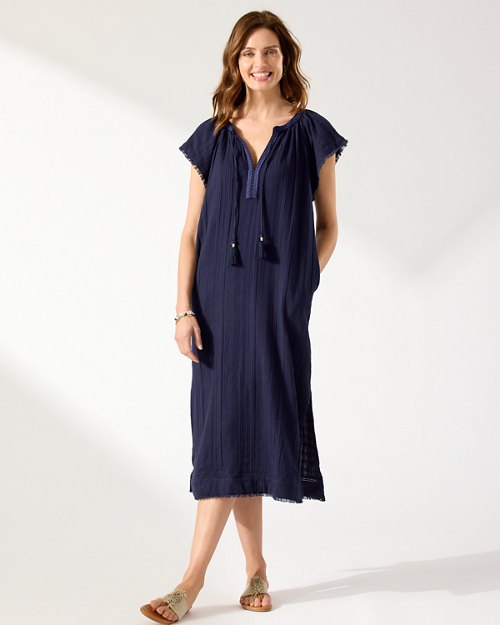 Mykonos Textured Gauze Midi Dress