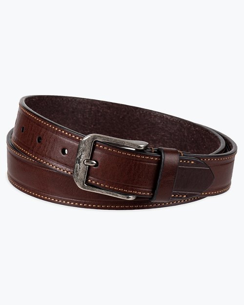Embossed Edge Leather Belt