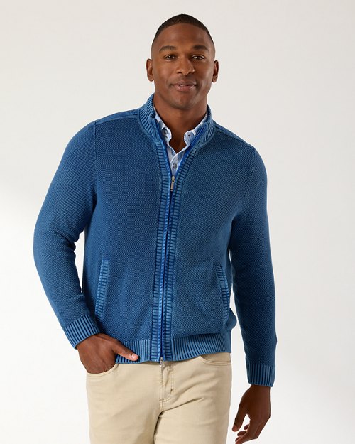 Saltwater Cove Cotton Full-Zip Sweater Jacket