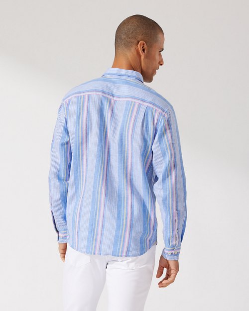 Barbados Breeze Tidal Stripe Stretch-Linen Shirt