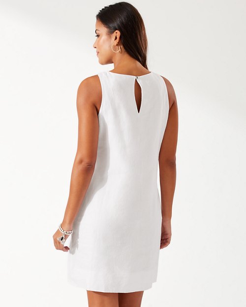 Two Palms Embroidered Linen Shift Dress