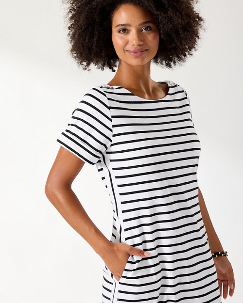Jovanna Stripe Short-Sleeve Short Dress