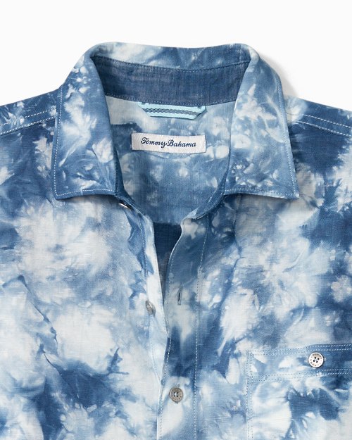 Big and Tall Poolside Tie Dye Linen-Blend Camp Shirt