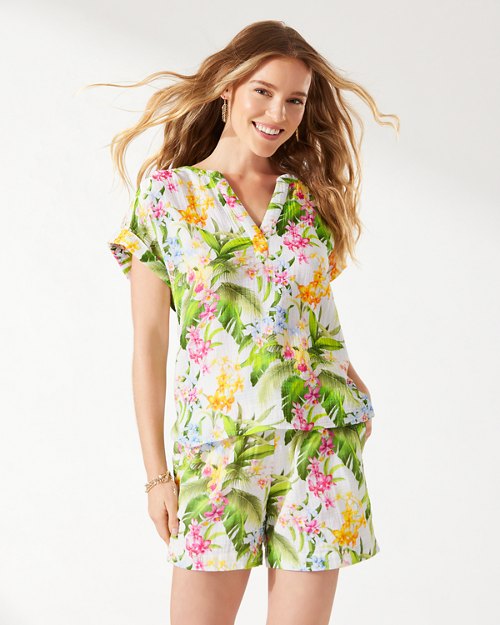 Breezy Blooms Island Gauze Top