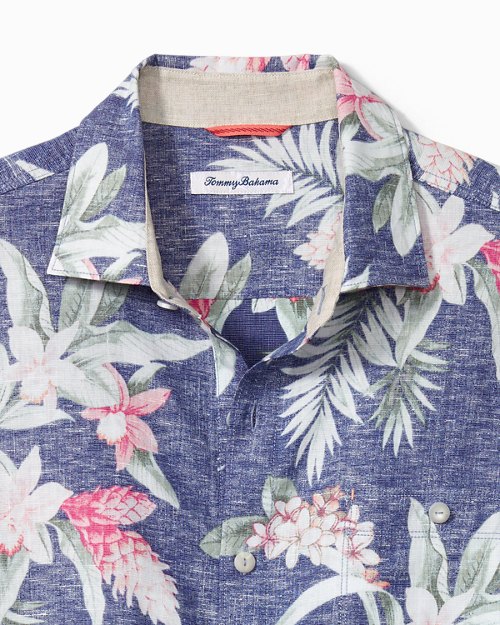 Big and Tall Barbados Breeze Beach Bloom Stretch-Linen Shirt