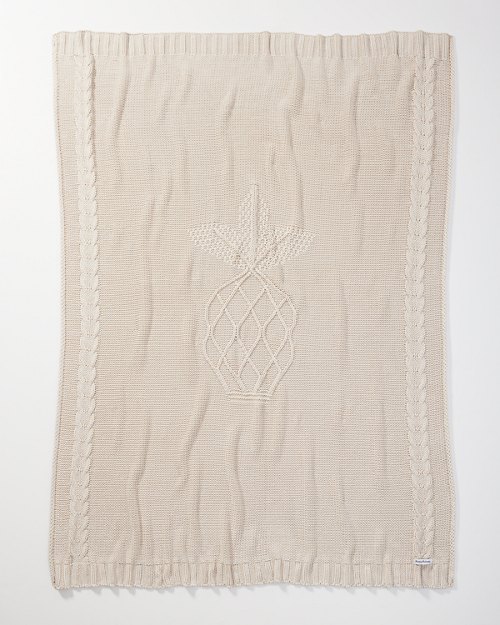 Pineapple Cable-Knit Stonewashed Cotton Throw