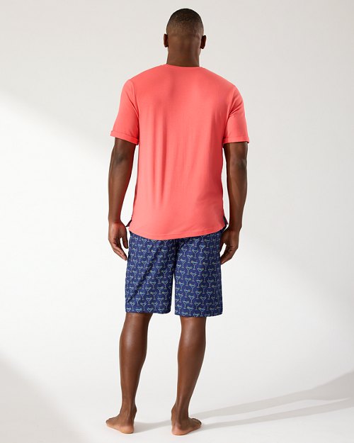 Big and Tall Woven Pajama Short Set