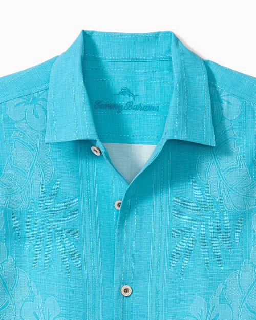 Big and Tall Bali Border Silk Camp Shirt