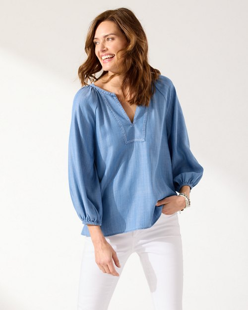 Chambray All Day -Sleeve Top