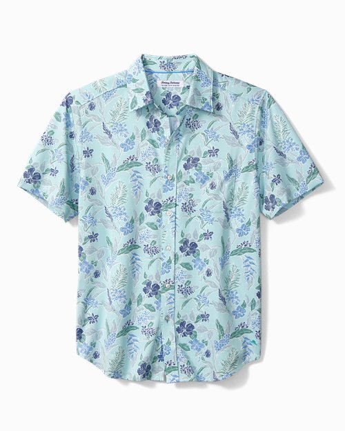 Big and Tall San Lucio Aqua Isles IslandZone Stretch Camp Shirt
