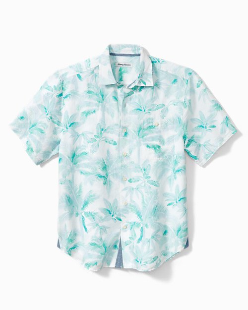 Big and Tall Sand Linen Breezy Palm Camp Shirt