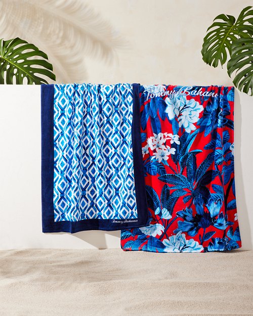 Faraway Blooms and Pool Tide Beach Towels - Set of 2