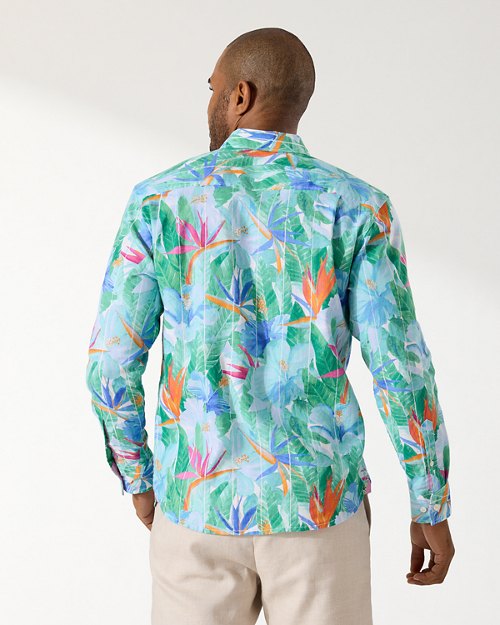 Barbados Breeze Airy Blooms Stretch-Linen Shirt