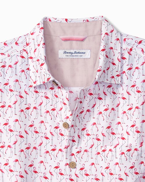 Big and Tall Veracruz Cay Flamingo Geo Camp Shirt