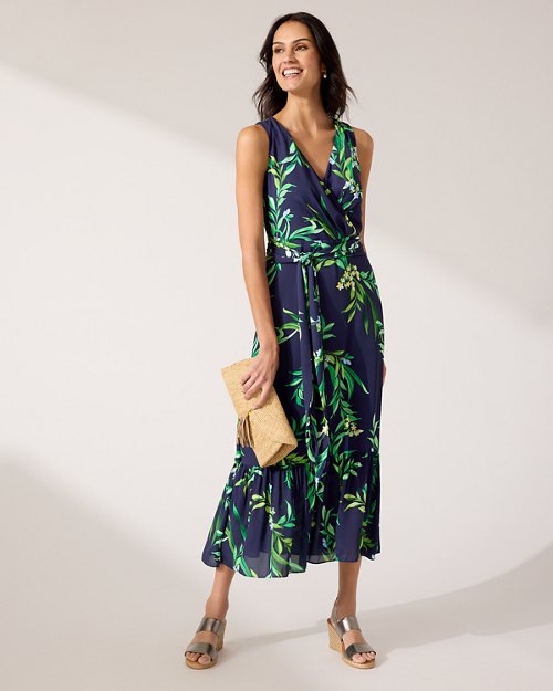 Floral Glow Sleeveless Maxi Flounce Dress