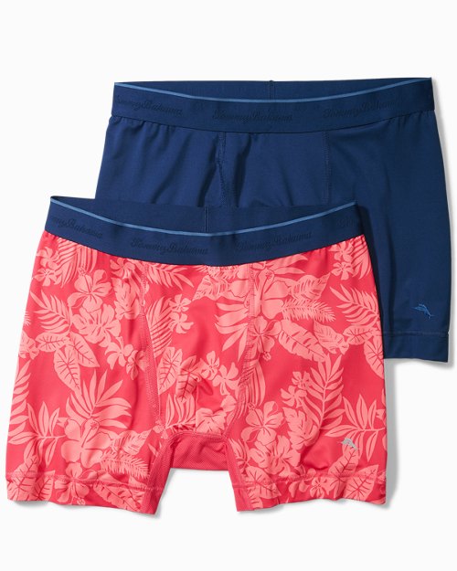 Aloha Print and Solid Tech Boxer Briefs - 2-Pack