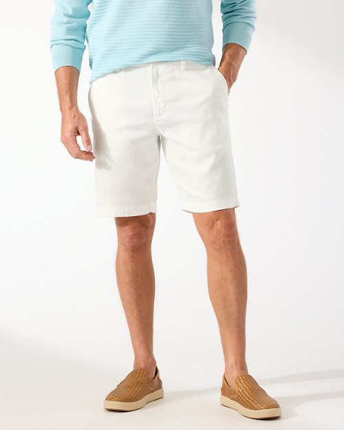 Beach Coast Linen-Blend Flat-Front 10-Inch Shorts