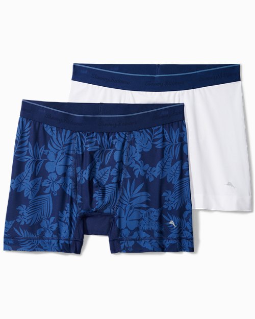 Aloha Print and Solid Tech Boxer Briefs - 2-Pack