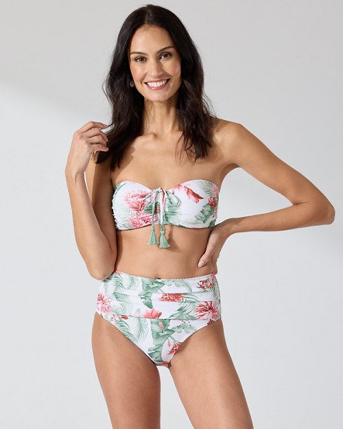 Breezy Botanical Tie-Front Bandeau Top