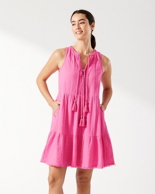 Mykonos Textured Gauze Short Dress