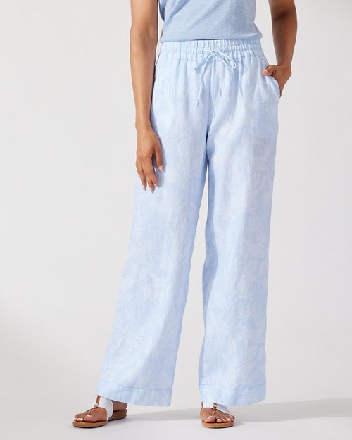 Two Palms Legacy Leaves High-Rise Linen Easy Pants