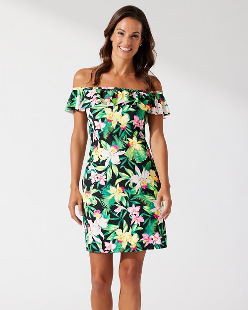 Orchid Garden Off-the-Shoulder Spa Dress