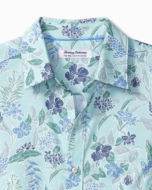 Big and Tall San Lucio Aqua Isles IslandZone Stretch Camp Shirt
