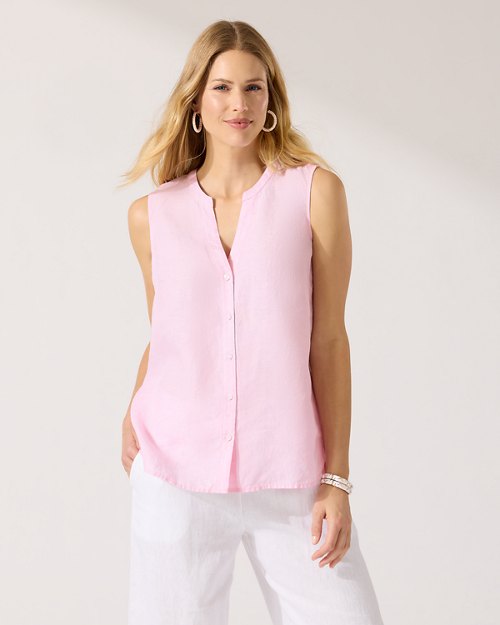 Coastalina Sleeveless Linen Top